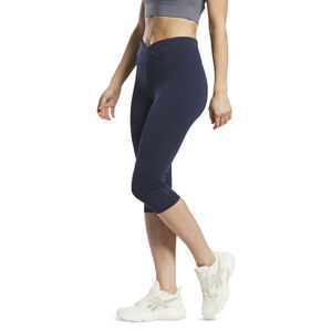 Reebok Women's Medium Workout Ready Vector Navy Capri Leggings NWT